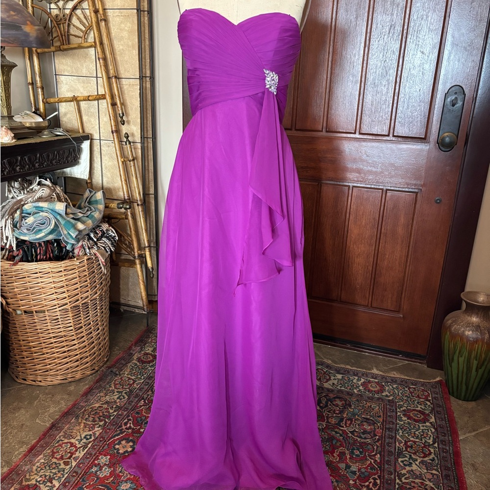 DaVinci Vibrant Purple Strapless Gown